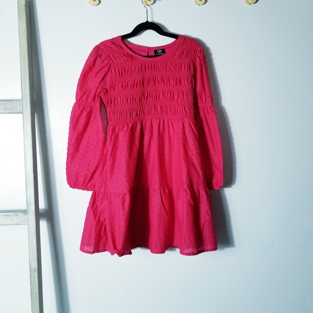 NWT ZAC GIRL'S RED TIERED DRESS SIZE MEDIUM